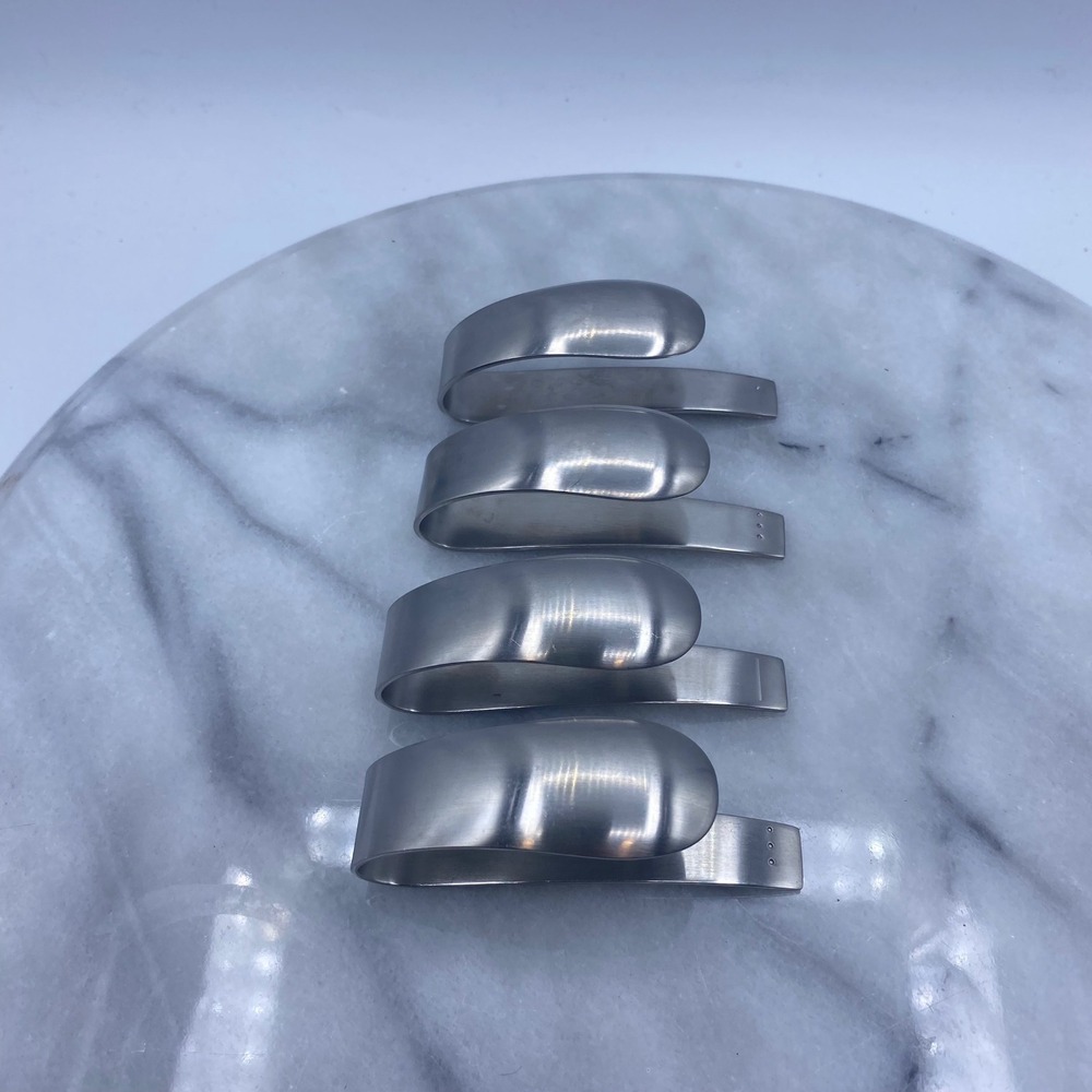Mono Filio Napkin Rings Clips Silver 18/8 Stainless Steel Germany Set of 4 MCM - Picture 10 of 12